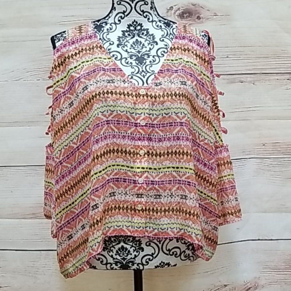 Rock & Republic Women Chiffon Top Sz M
